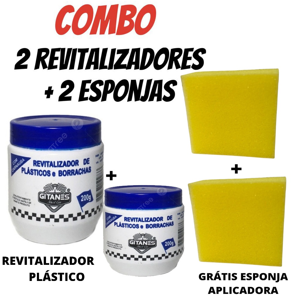 Kit 2 Revitalizador de Plástico Parachoque, carro e moto Borracha 200G em Oferta na Shopee