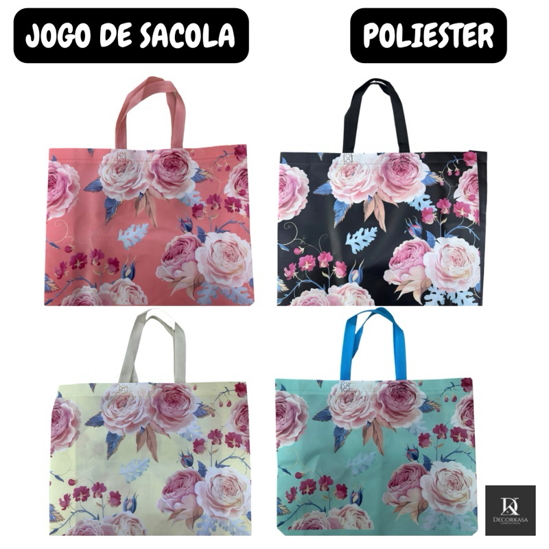 Sacola Retornável Kit Com Alça para Presente Poliester Média