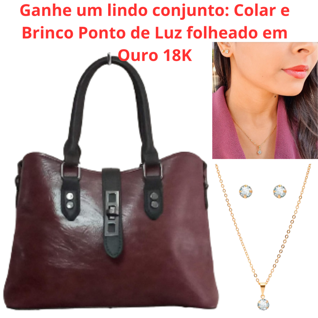 Bolsa Feminina em couro sintético Média de Mão e Ombro com Alça, dia dos namorados