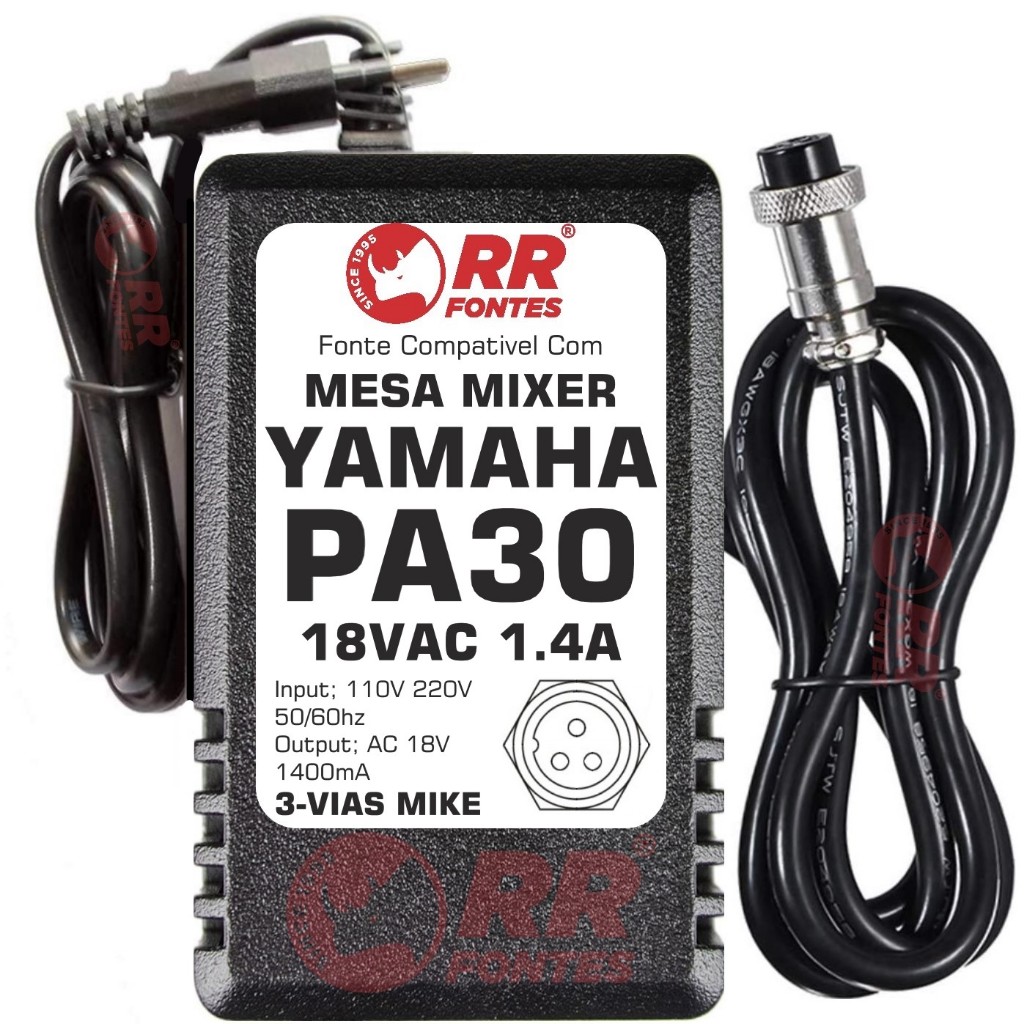 Fonte Ac 18v 1.4a Para Mesa De Som Mixer Yamaha Pa30 Mg166cx