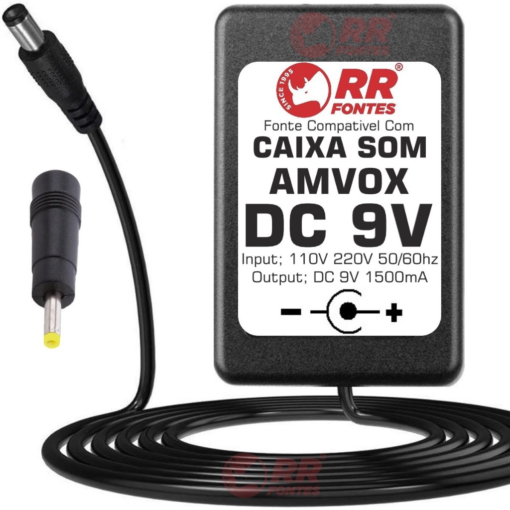 Fonte Carregador 9v P/caixa Amplificada Amvox Aca280 Aca-280