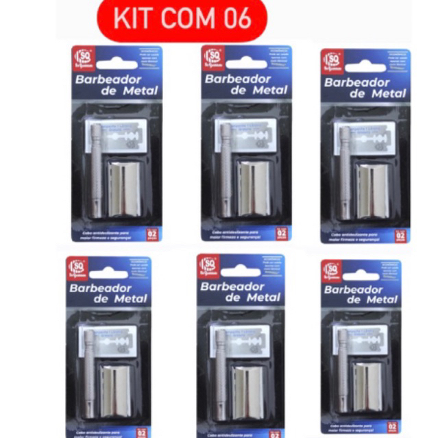 Aparelho De Barbear Metal kit 6 unid Barbeador Lamina