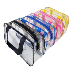 Necessaire Transparente Organizadora Grande Com alça, Modelo Grande