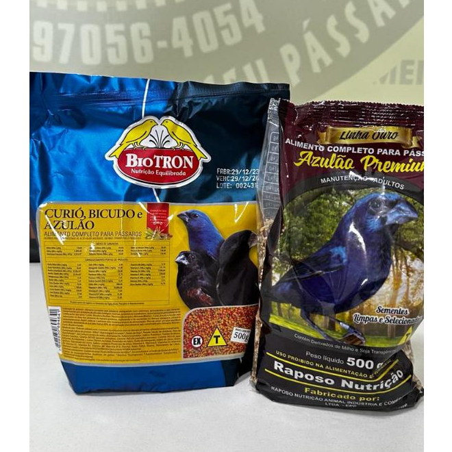 KIT - 1 AZULÃO PREMIUM + 1 BIOTRON CURIÓ, BICUDO E AZULÃO