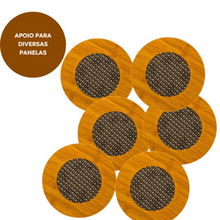 Kit De Descanso De Panela Redondo Bambu Apoio de Panelas e Refratários em Oferta na Shopee