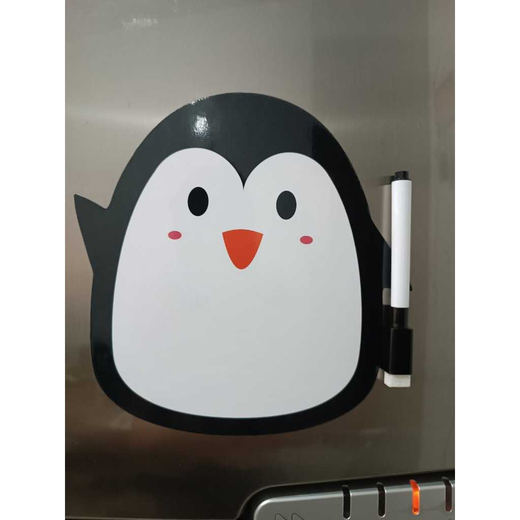 Imã Quadro Lousa de Geladeira Pinguim com Caneta Anotações Recado Lista de Compras Decoração Divertida