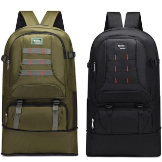 Mochila Tecido Lona Reforçada Masculina Grande Camping Verde Militar 60L