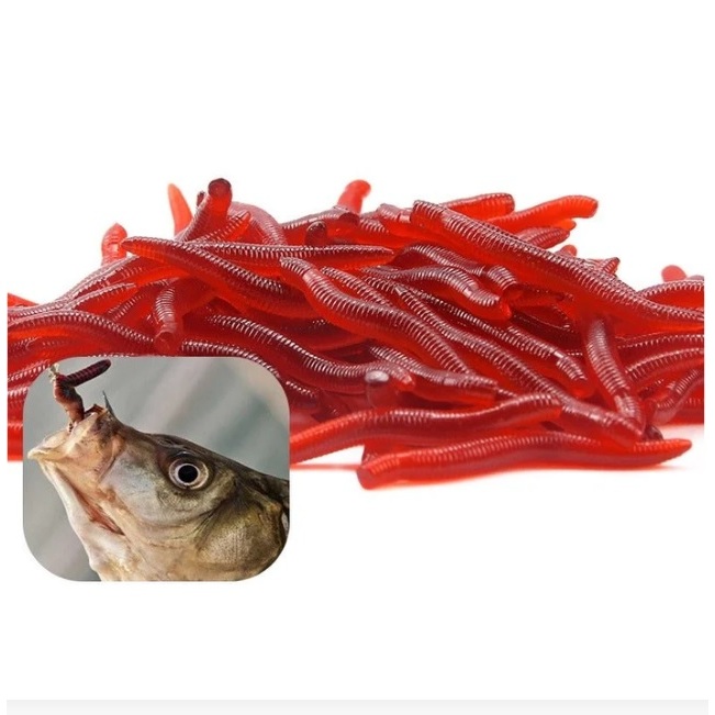 Isca Artificial Pesca Minhoca em Silicone Soft Iscas Artificiais para Pesca Com 20 Unidades