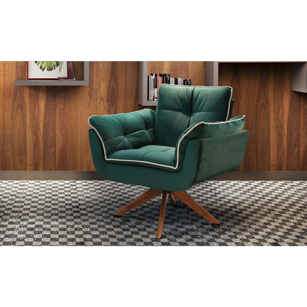 Poltrona Decorativa Opala Giratória com Debrum- Gustavo Decor em Oferta na Shopee