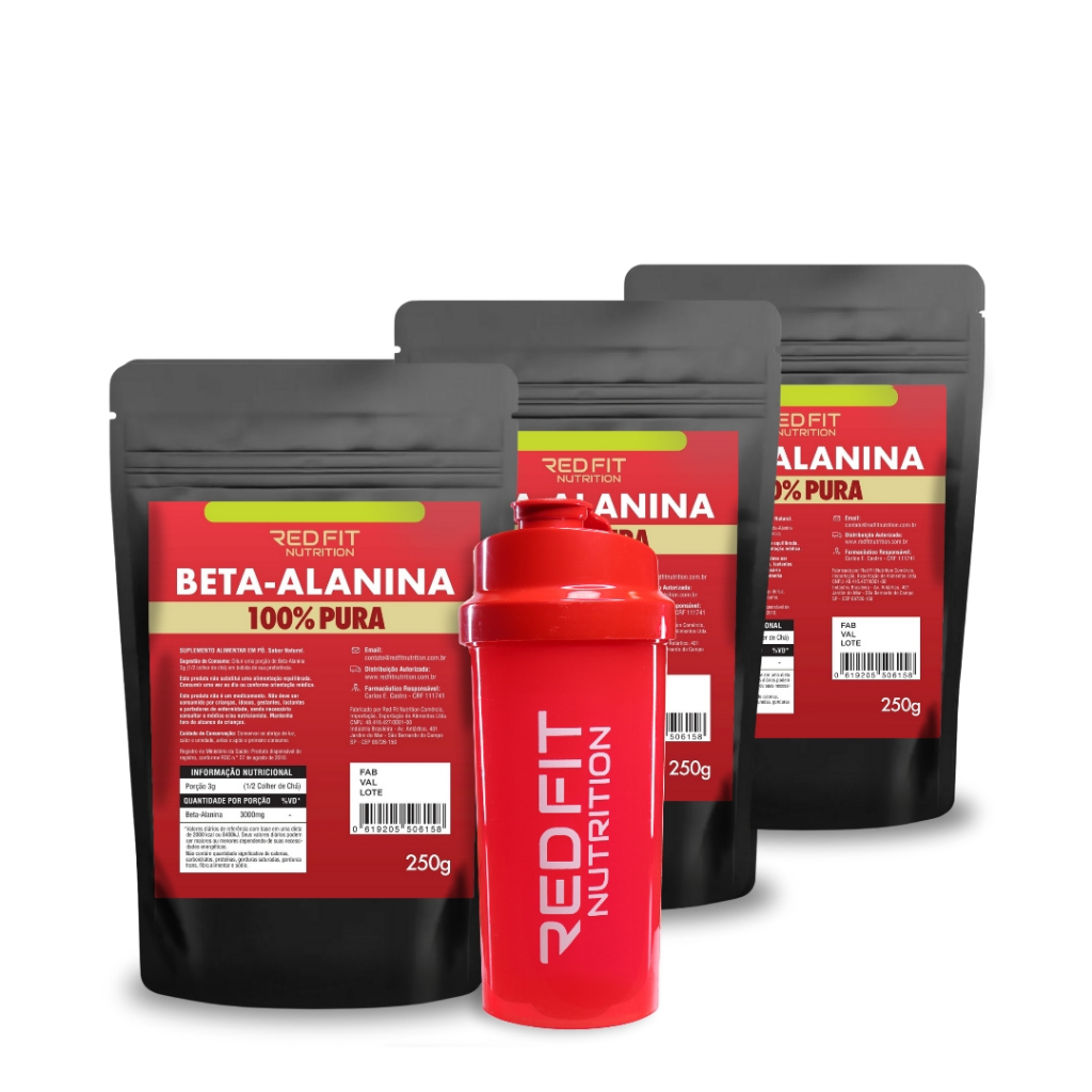 Suplemento em Pó Red Fit Nutrition Kit Beta-Alanina 1,5Kg - 100% Pura Importada ( 03x Packs 500g )