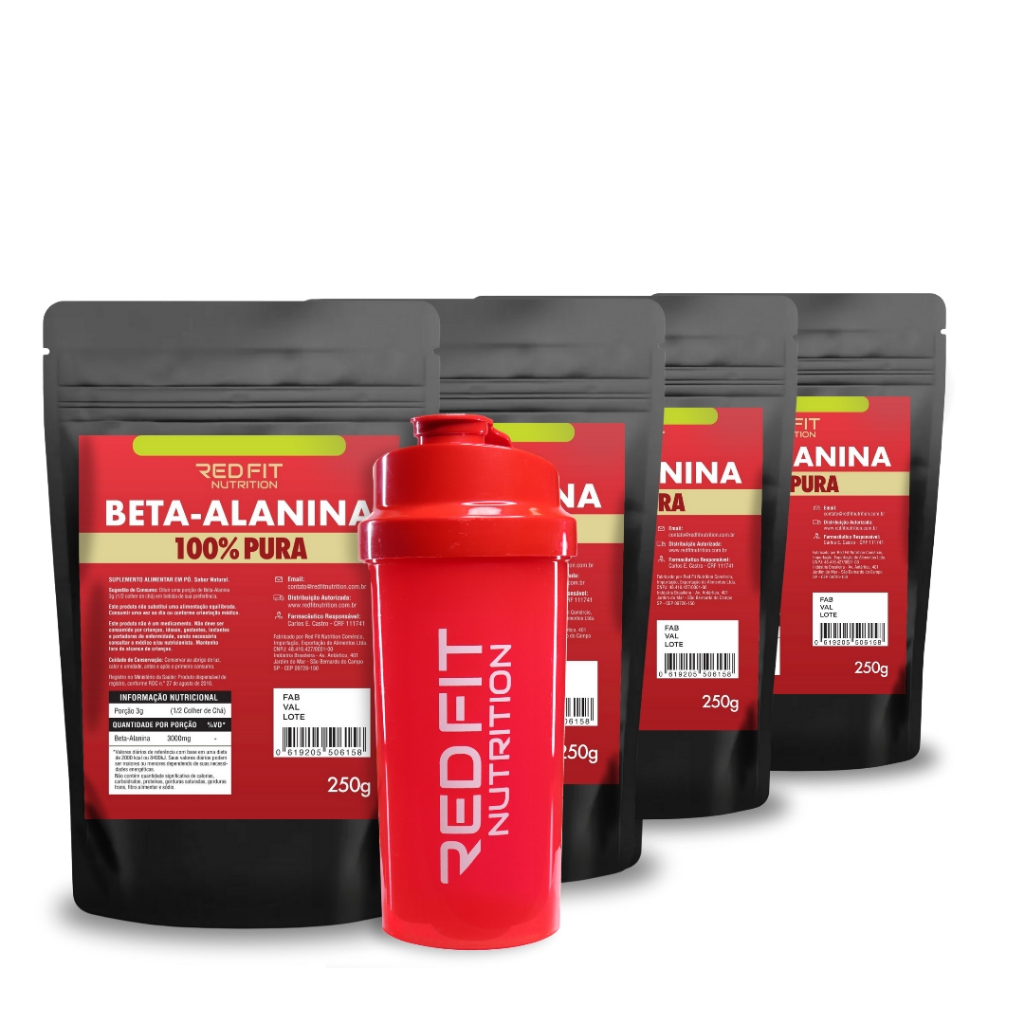 Suplemento em Pó Red Fit Nutrition Kit Beta-Alanina 2Kg - 100% Pura Importada ( 04x Packs 500g )