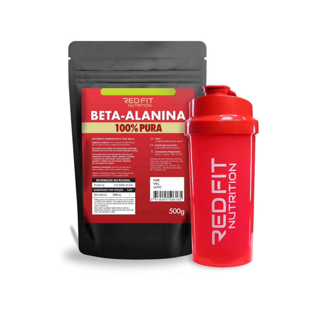 Suplemento em Pó Premium Red Fit Nutrition Importada 100% Pura C/ Laudo - Beta-Alanina 500g