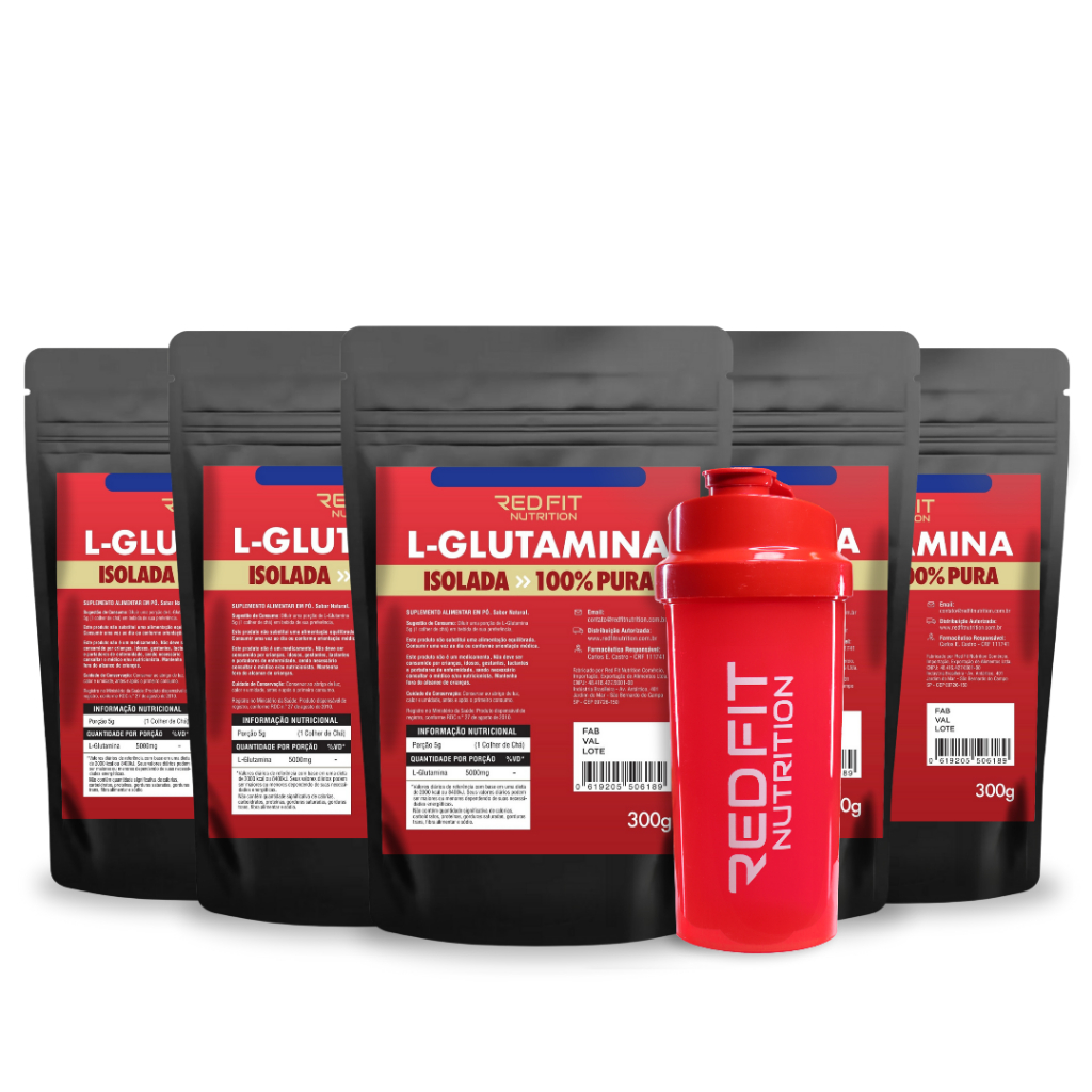 Kit L-Glutamina 1,5Kg - Pura Importada C/ Laudo - Red Fit Nutrition