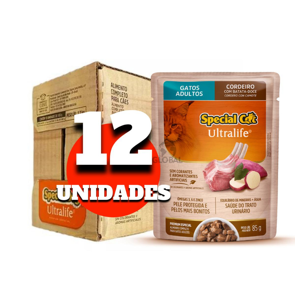 12 Sachê SPECIAL CAT 85gr Alimento Úmido para Gatos Premium Super Saudável
