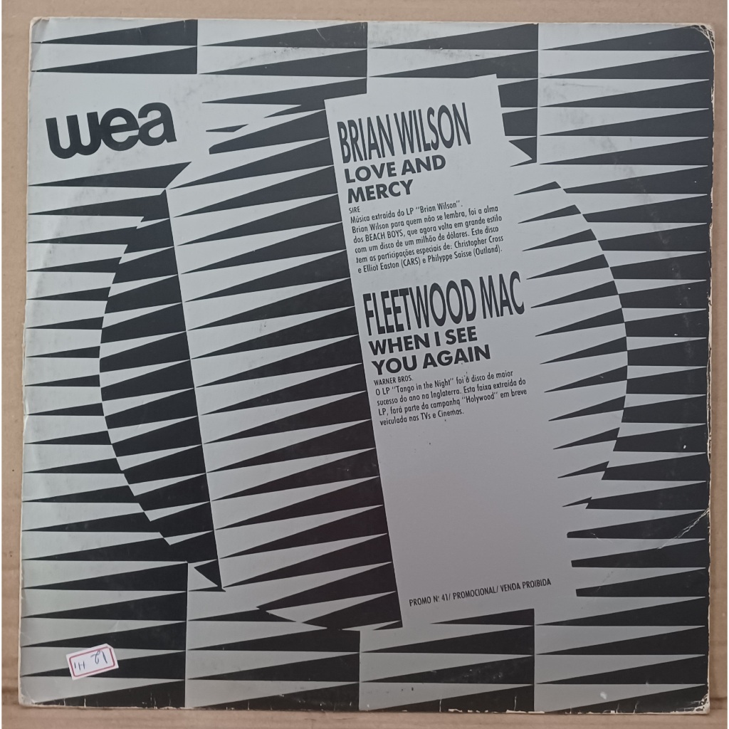 LP Disco De Vinil Promo WEA 41 - 1988 ( Bryan Wilson, Fleetwood Mac, Depeche Mode ) - Raro EP Single 12" LP Ótimo Capa Muito Boa Ler Descrição