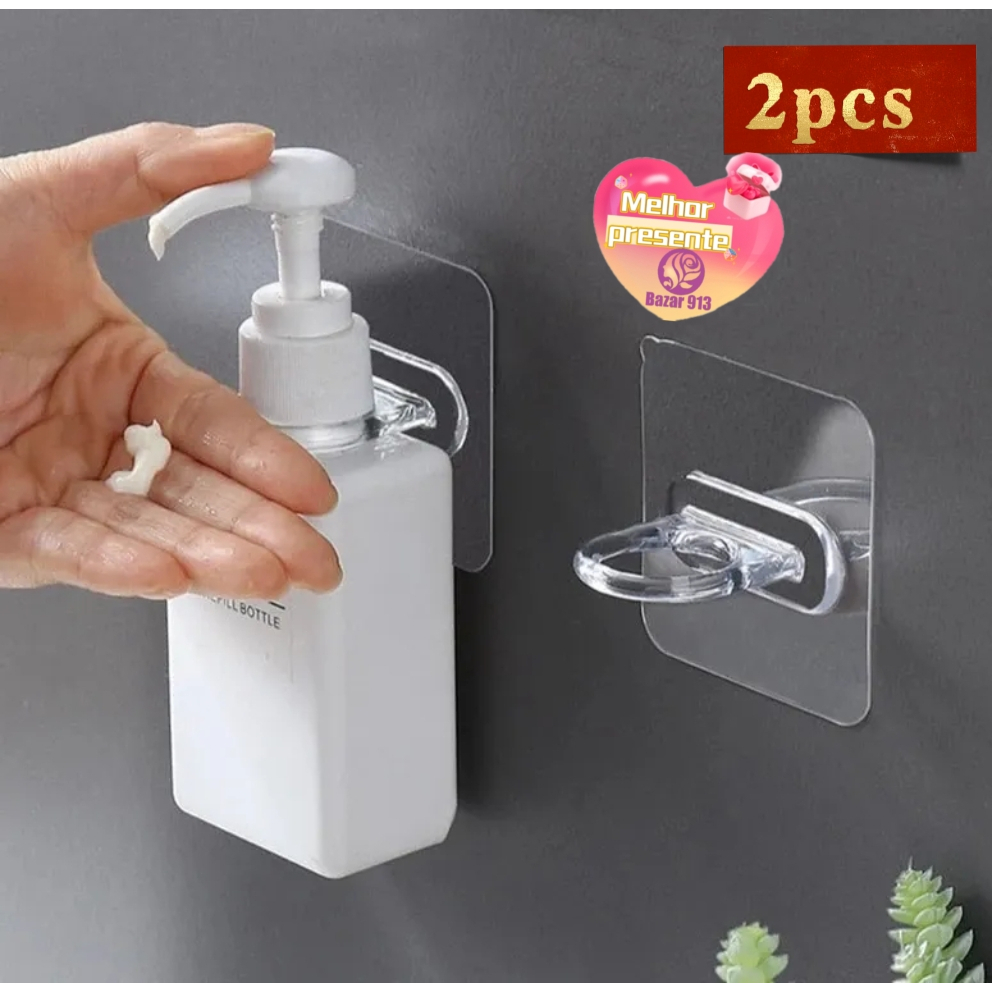 2 Peças Suporte De Vara De Cortina auto colante Sem Furos Ganchos De Parede Adesivo Plástico Multiuso transparente Acessórios De Banheiro Cozinha