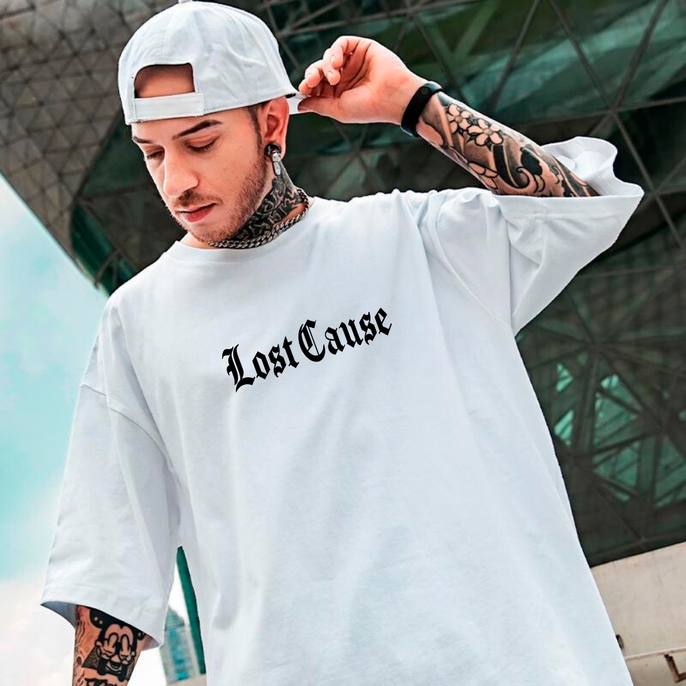 Camiseta T shirt Camisa Modelo StreetWear Lost Cause Estampada Modelo Skate Ar Livre Coreano