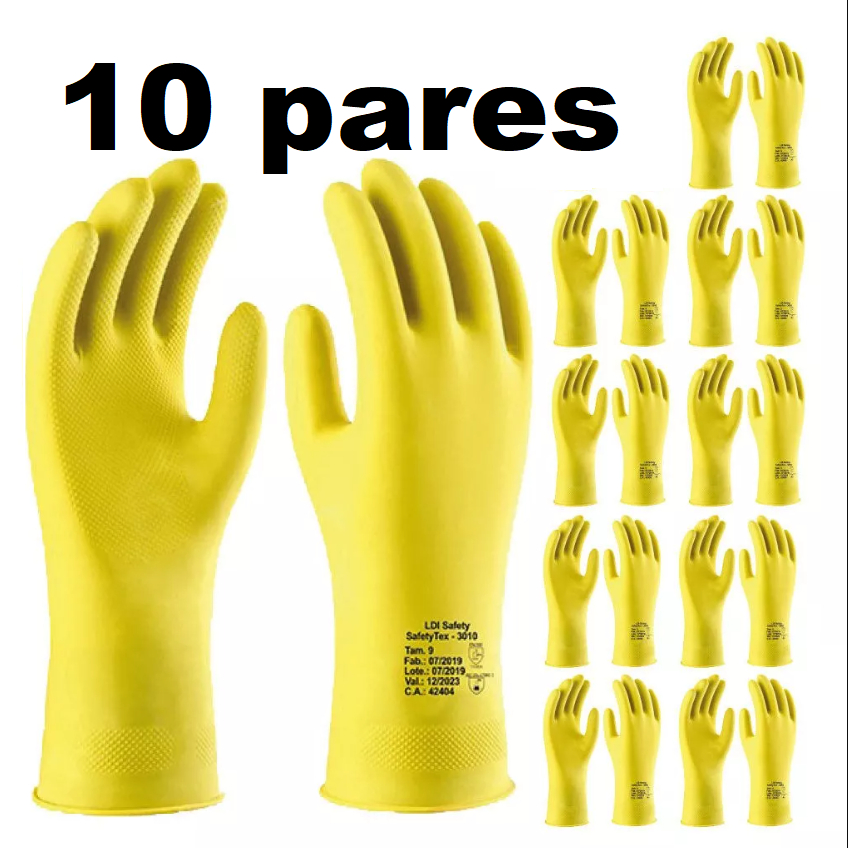 10 pares Luvas de látex para limpeza amarela- kit revendedor barato venda e lucre- FRETE GRÁTIS