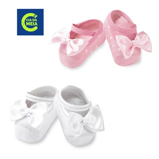Meia Sapatilha Bebê Antiderrapante Festa Com Lacinho Feminina Poá Cia Da Meia em Oferta na Shopee