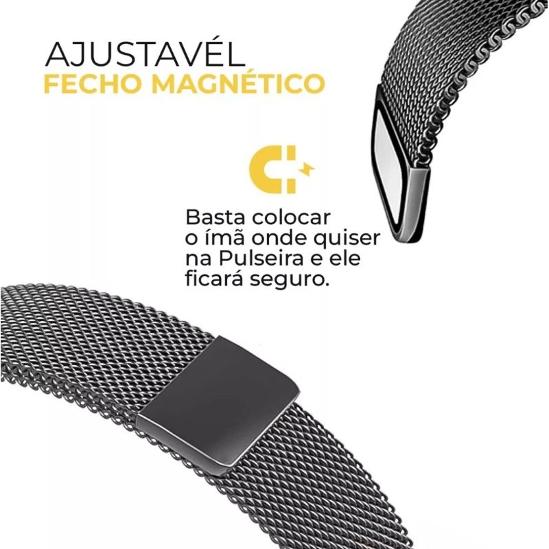 Pulseira para smartwatch em aço milanesa 42 a 49mm