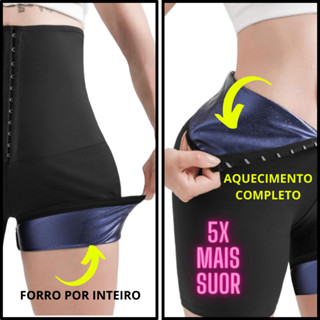 Shorts Efeito Sauna Modelador Com Forro Todo Térmico Queima Calorias Treino Academia
