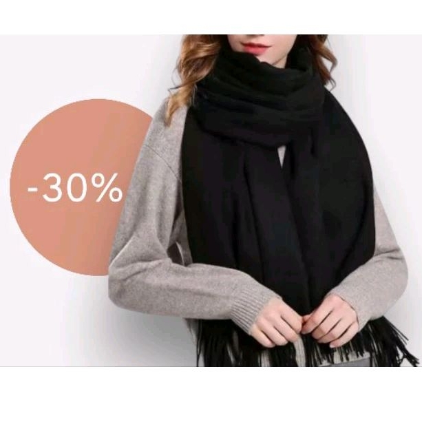 Cachecol Lã Unissex Preto 1,50M em Oferta na Shopee