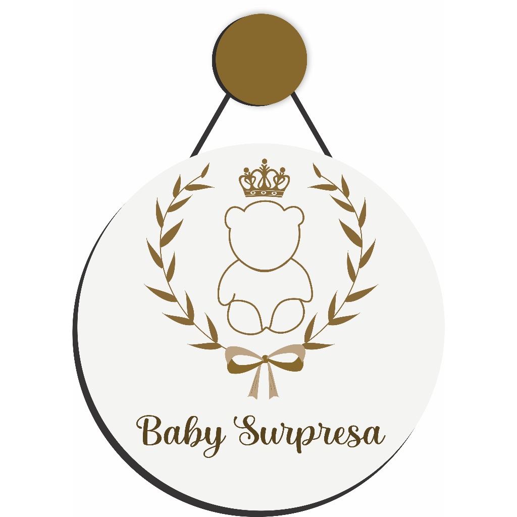 Enfeite Porta Maternidade Baby Surpresa Ursinha ou Ursinho Delicado, Clean - Revelação - Nome personalizado - Decoração para quarto! GUIRLANDA