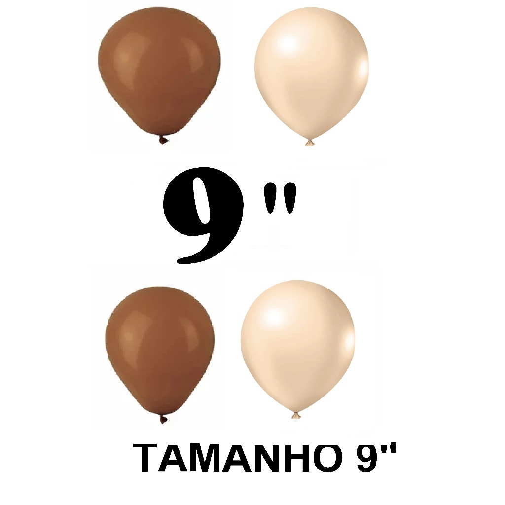 Balão - Bexiga Marrom  c/ Bege  9 polegadas Pacote - 30 unidades sortidos