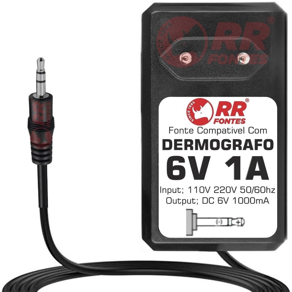 Carregador Fonte DC 6v Para Mosaic Universal Dermografo Rk Tatuagem Definitiva