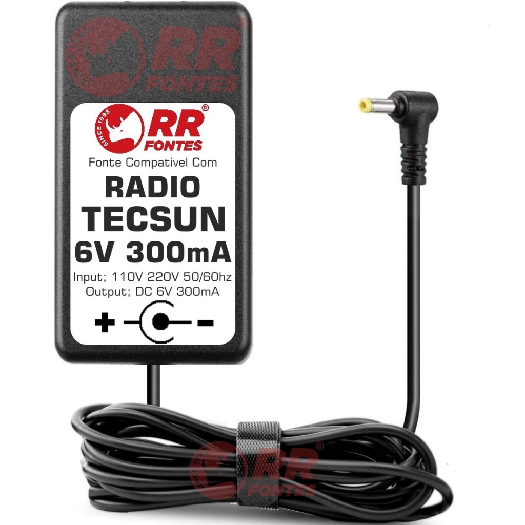 Fonte Carregador DC 6v Rádio Tecsun Pl-660 Pl660 Am Fm Sw Ssb