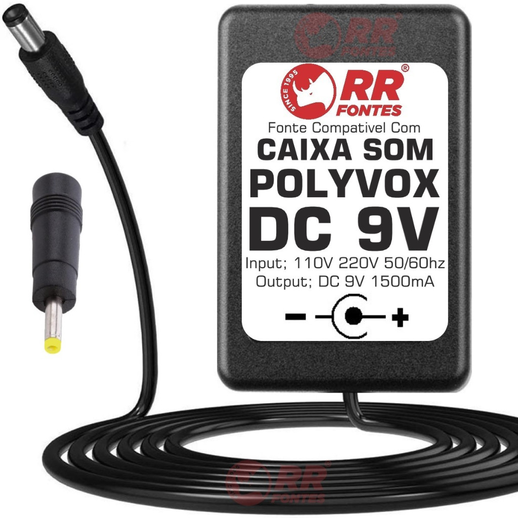 Fonte Carregador 9V  caixa som Bazuka Polivox XC-515 XC-512