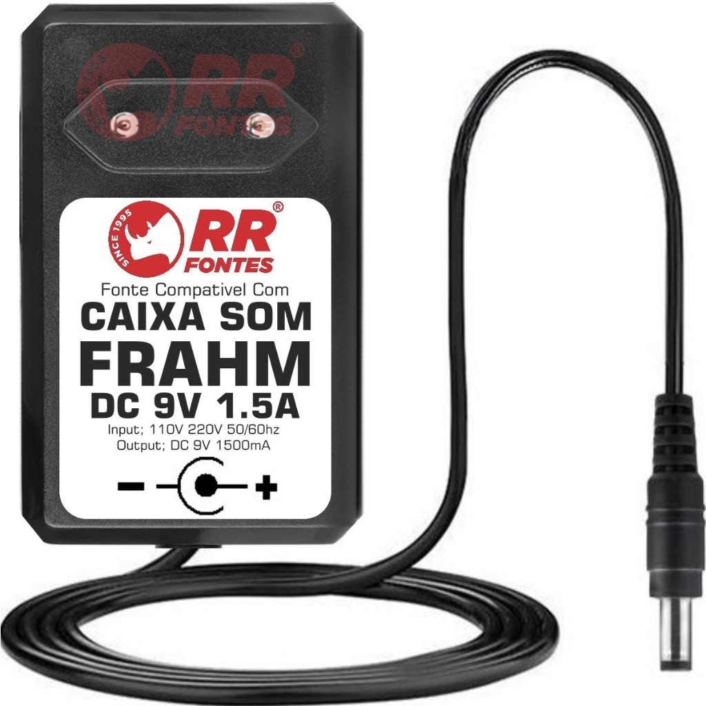 Fonte Carregador 9V Caixa Som Amplificada Frahm CM650 CM600