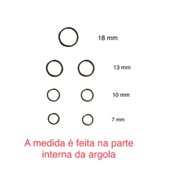 Argola de Metal de 7 mm - 10 mm - 13 mm - 18 mm - Com 100 Unidades