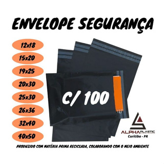 Kit 100 Envelope de Segurança Plástico Preto  19x25 / 20x30 / 20x50 / 25x30 / 25x50 / 32x40 / 36x40 / 37x50 / 40x40 em Oferta na Shopee