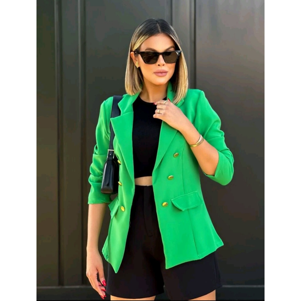 Blazer Feminino Maxi Longo Sobretudo Alfaiataria Social Blazer Com Botao em Oferta na Shopee