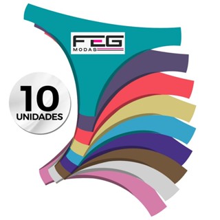 Kit 10 calcinhas fio dental tanga sem costura corte a laser
