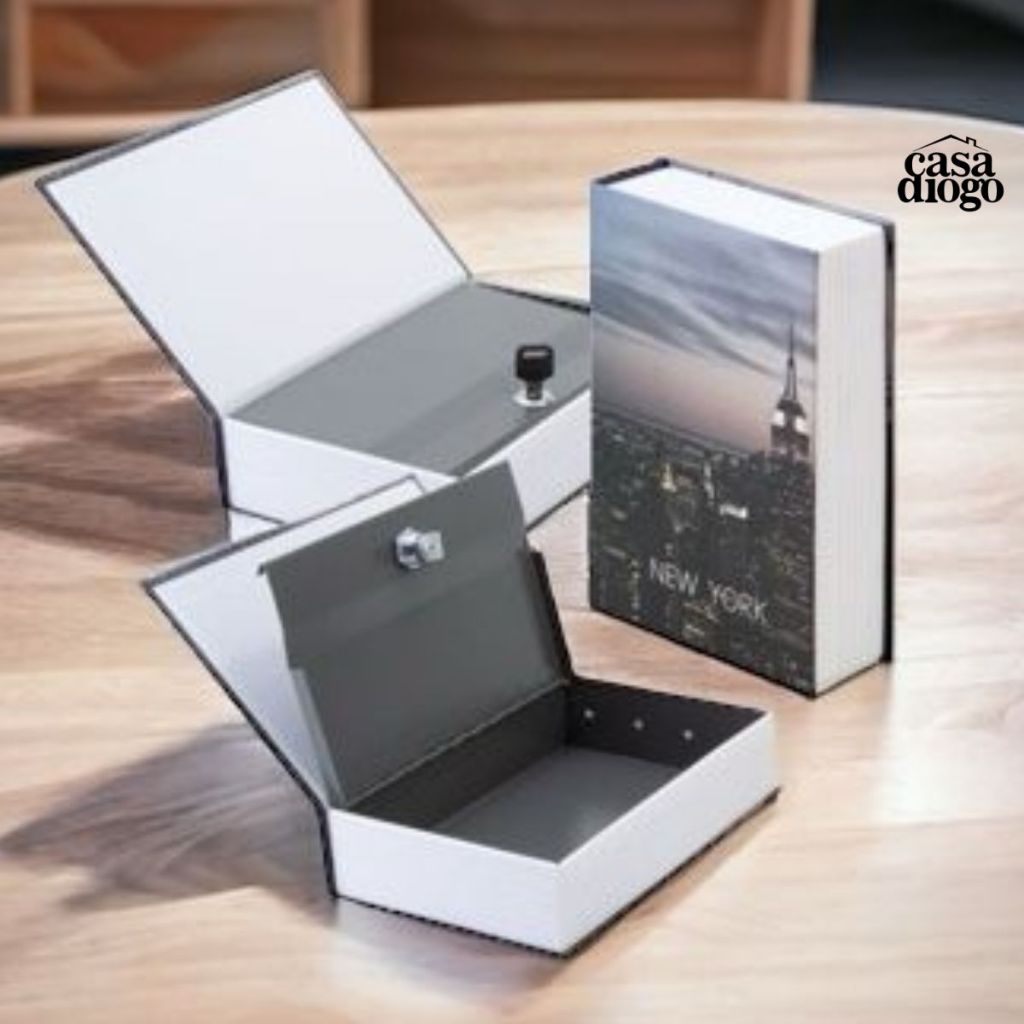 Cofre Falso Camuflado Formato Livro Porta Joias Dinheiro Documentos Discreto Com Chave