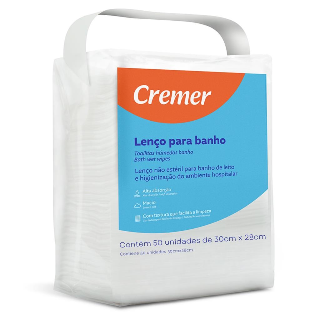 Lenco Para Banho No Leito Cremer Pacote Com 50 Unidades