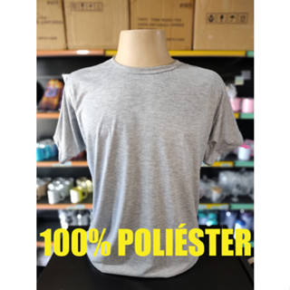 Camiseta Cinza Mescla Malha 100% Poliéster para Sublimação Adulto e Infantil