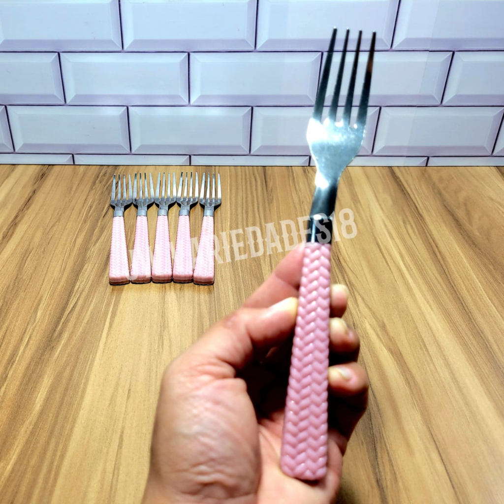Conjunto De Talheres 6 Peças Linha Gramado Rosa Preto Branco