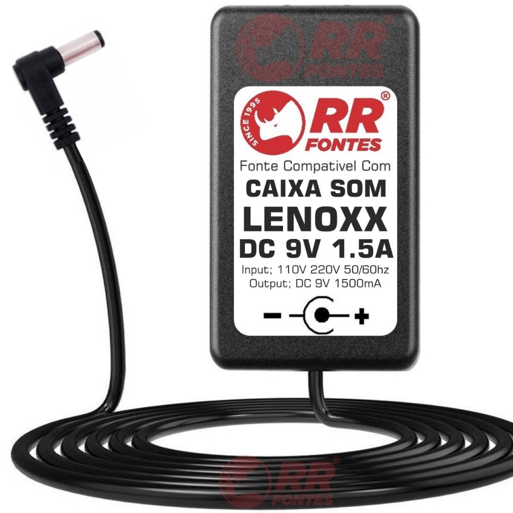 Fonte Carregador 9v Para Caixa De Som Lenoxx CA-302 CA-304 CA-305