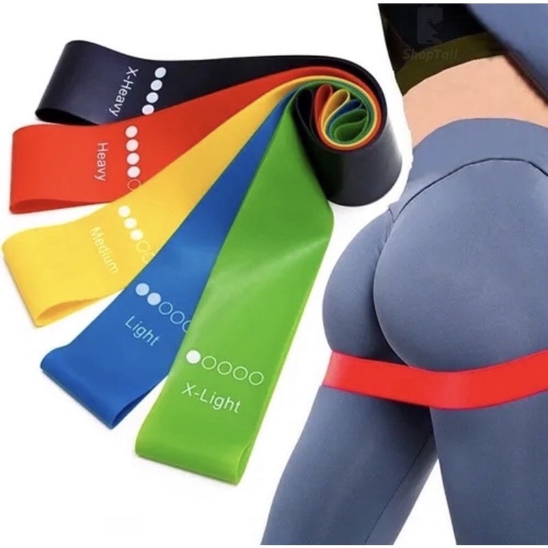 Imagem Kit 5/10Faixas Elásticas Para  Exercícios Yoga Fisioterapia e Treino Pronto A Entrega