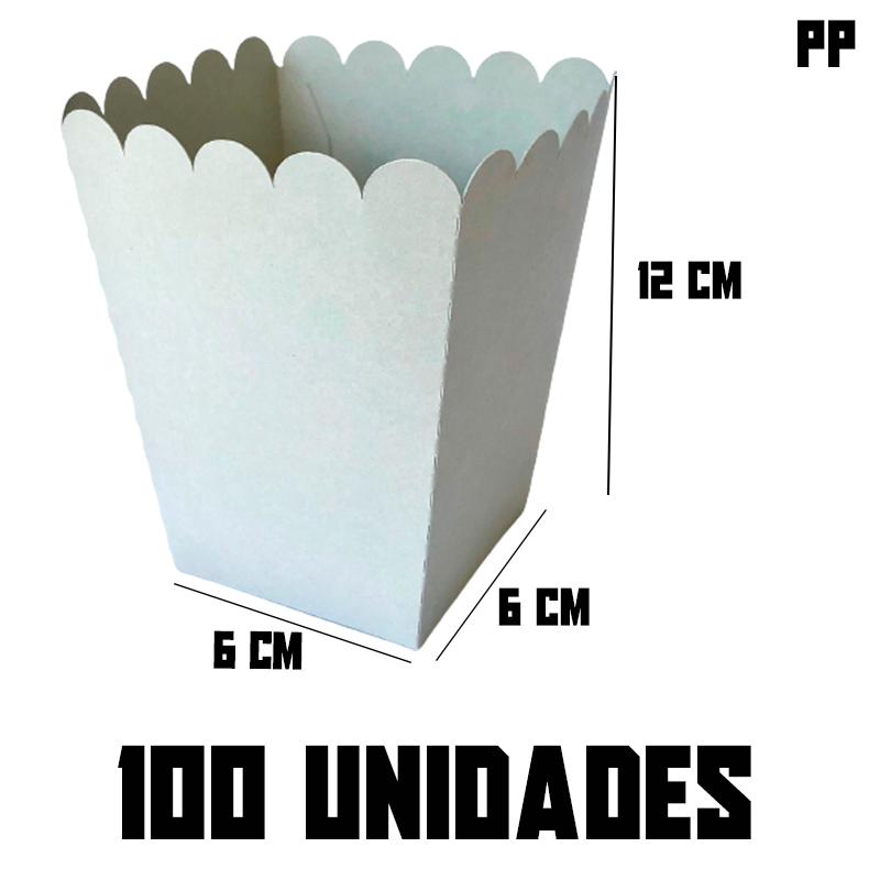 10-25-50-100 Caixas Caixinhas Embalagem Cachepo Cachepot Para Pipoca/Doces/Salgados 12cm x 6cm x 6cm Branco ou Kraft