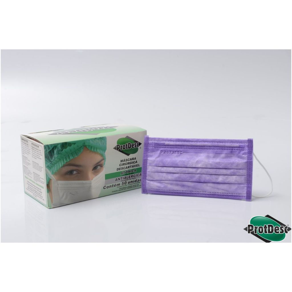 Máscara Cirúrgica Tripla Lilás, Rosa Pink, Preto -  Protdesc 50 Unidades em Oferta na Shopee