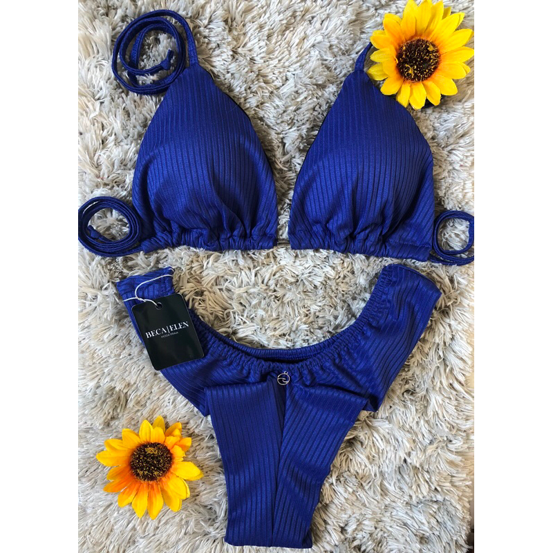 Biquíni Feminino cortininha com bojo removível e calcinha fio duplo em Oferta na Shopee