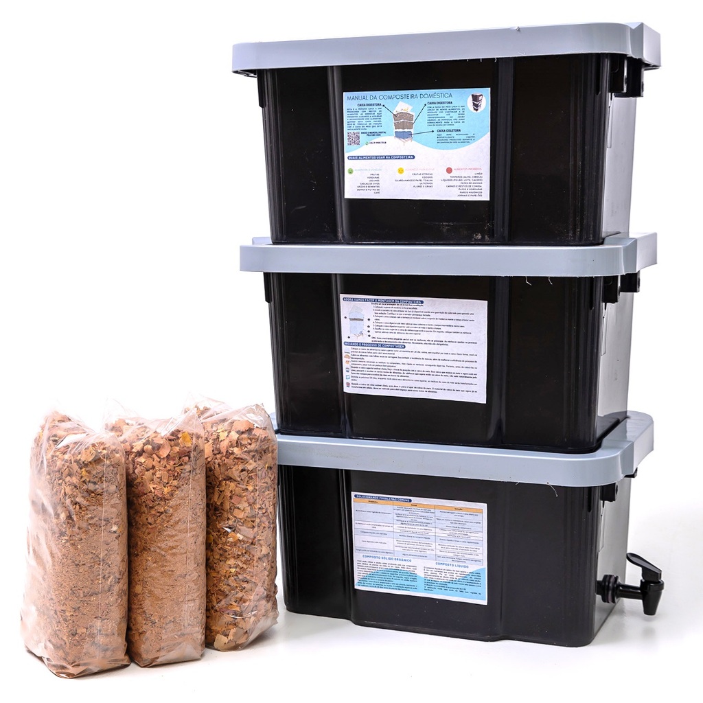 Composteira minhocário 45 litros - Produza seu próprio adubo sólido e líquido