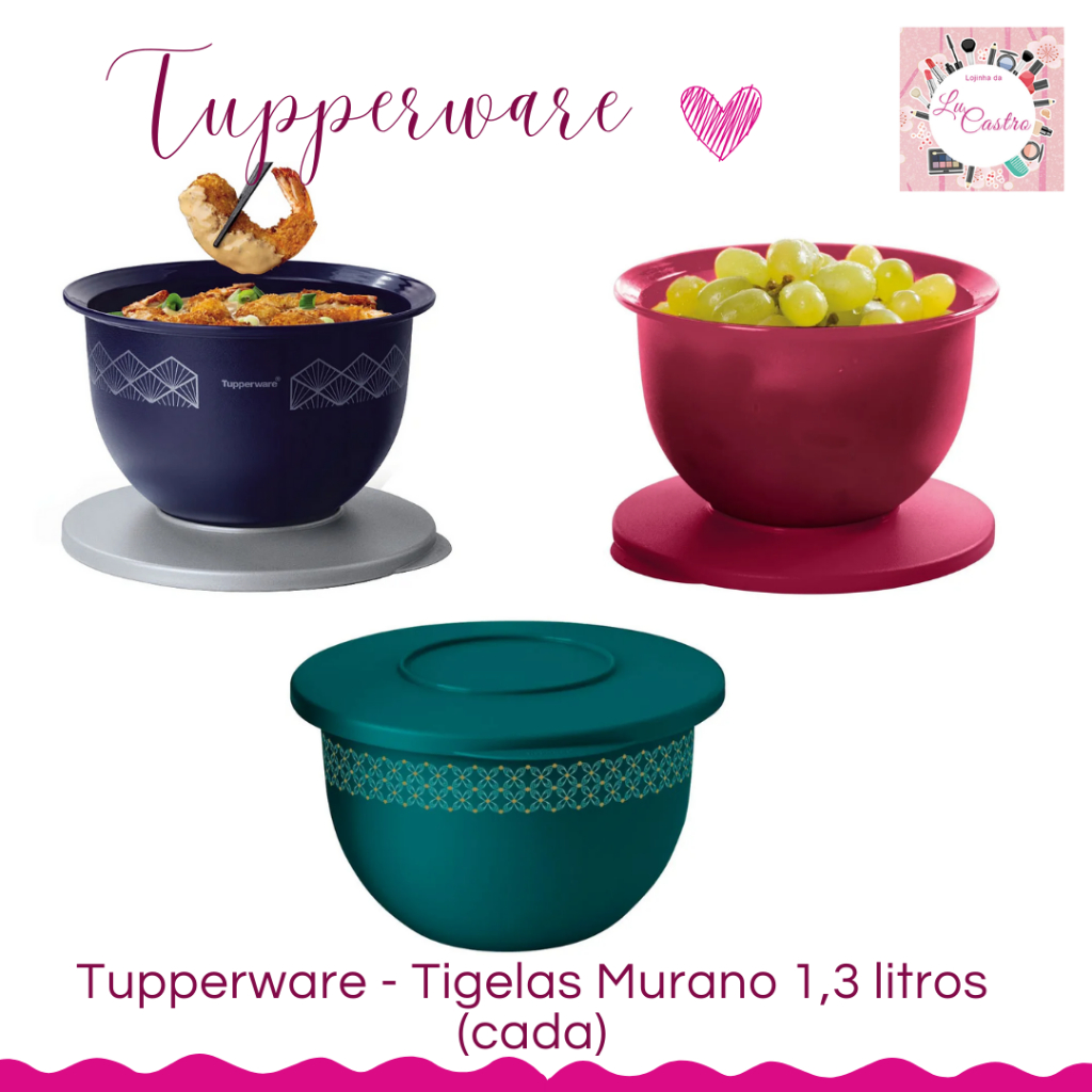Tupperware -  Tigela da linha Murano de 1,3 litros - Escolha pela cor