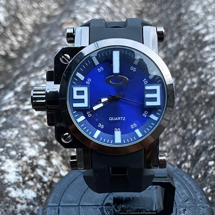 Relógio masculino de vidro estilo europeu e americano com pulseira de borracha em Oferta na Shopee