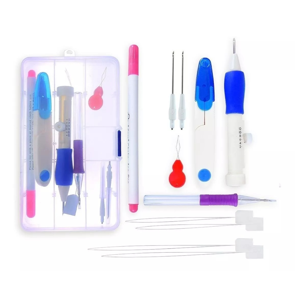 Kit Ponto russo Agulha Magica Caneta Para Bordar Ponto Russo kit com 10 Itens