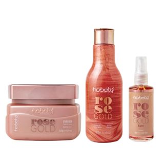 Kit Rose Gold Hobety Shampoo 300ml+Máscara 300g+Finalizador 60ml